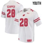 Youth Wisconsin Badgers NCAA #28 Brady Schipper White Authentic Under Armour Stitched College Football Jersey HY31E37SA